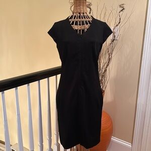 Leggiadro black elegant dress knit pique dress